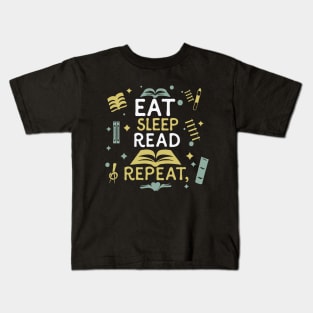 Eat Sleep Read Repeat, Funny Reading Kids T-Shirt